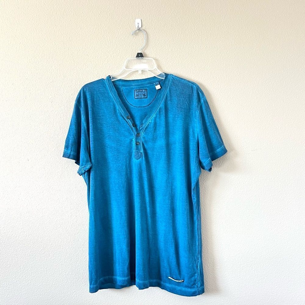 Diesel Men's Short Sleeve Henley Tee in Bright Teal